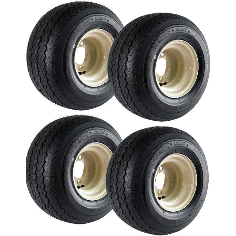 eCustomrim 18x8.50-8 Golf Cart Tires on Beige Rims, 4-Pack — image 1