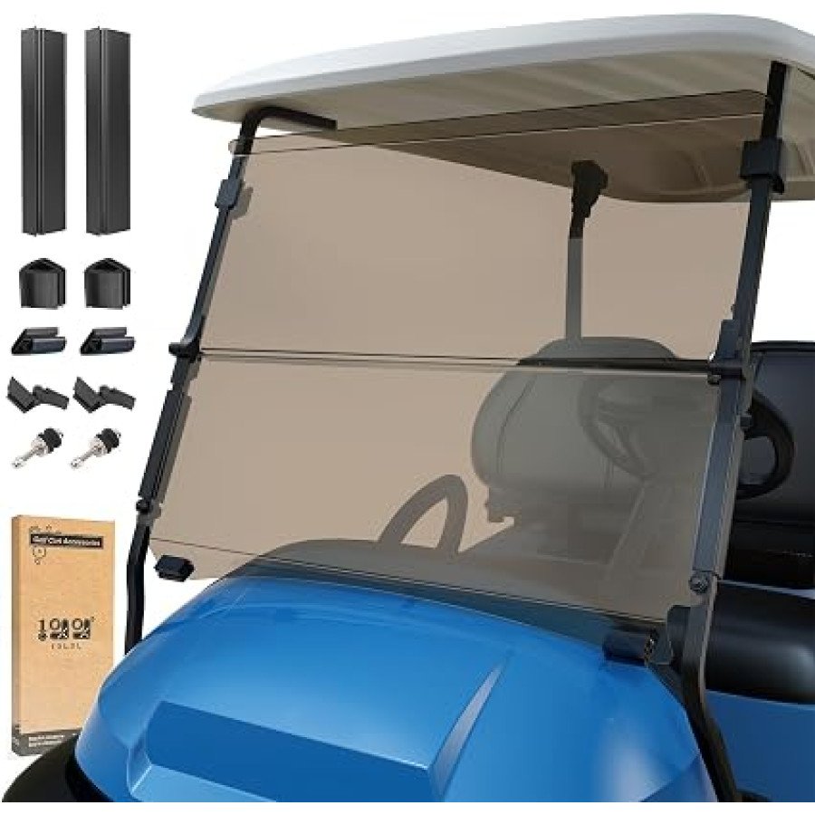 10L0L Folding Golf Cart Windshield for Club Car Precedent, Tempo and Onward, 5mm — image 1