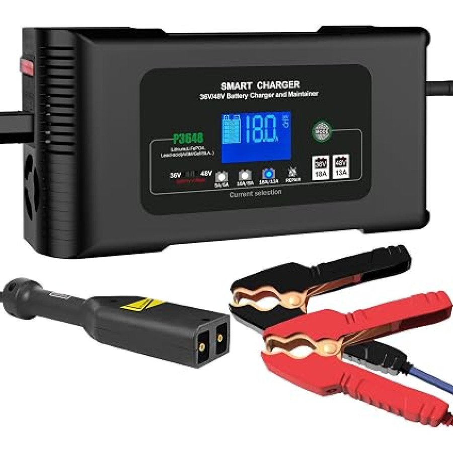YHCHKJ 36V/48V Golf Cart Battery Charger, 18A/13A, D-Style Plug — image 1