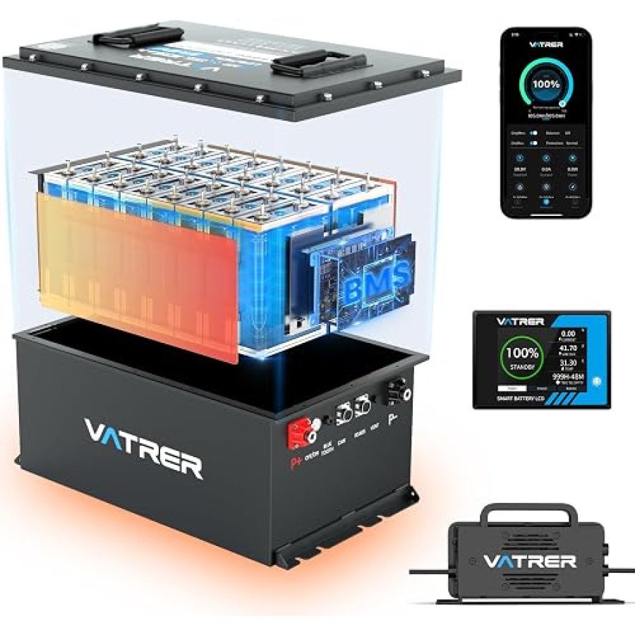 VATRER POWER 48V 105Ah Self-Heating Lithium Golf Cart Battery — image 1
