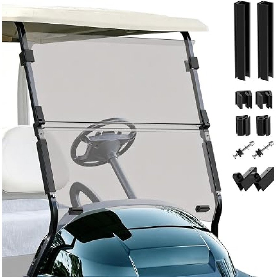 CLUBRALLY Tinted Folding Windshield for Club Car Precedent, Tempo and Onward Golf Carts — image 1