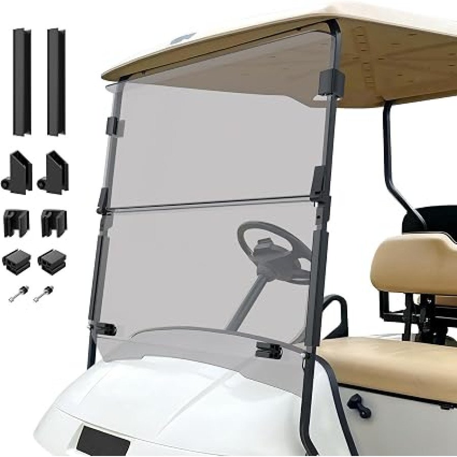 CLUBRALLY Folding Golf Cart Windshield for 1995-2013 EZGO TXT/DCS/PDS, 40.6 x 33 in — image 1