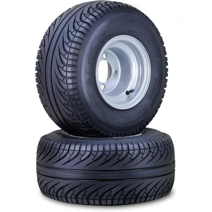 ROADGUIDER 18x8.50-8 Golf Cart Tire and Silver 4x4 Wheel — image 1