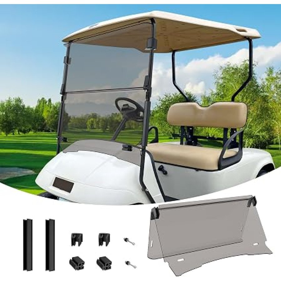 CartClan EZGO TXT Folding Windshield with Clips, 1995-2013 — image 1