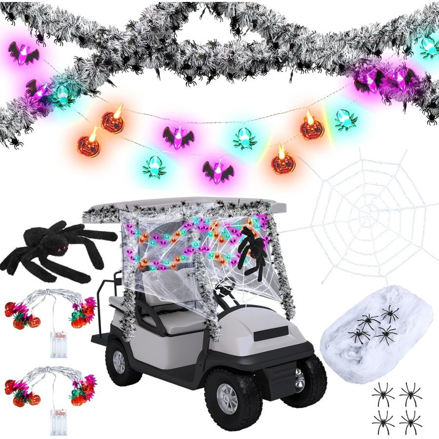 Daifunli Lighted Pumpkin, Spider & Bat Golf Cart Garland Set — image 1