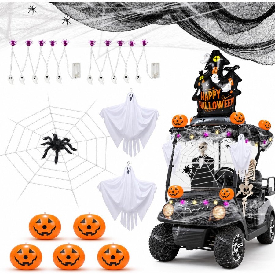 YIBOBO Flying Ghosts & Spider Web Golf Cart Decoration Kit — image 1