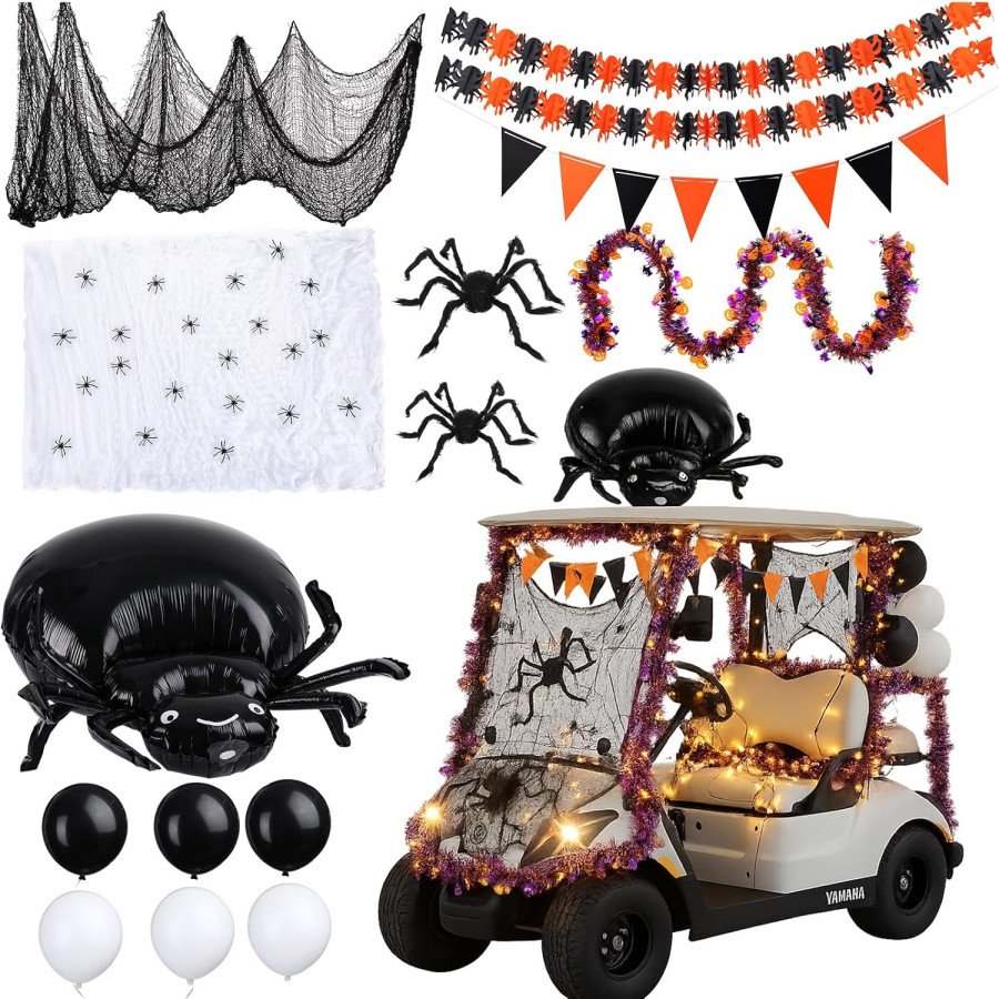 Soulchen 18-Piece Giant Spider, Web & Fringe Golf Cart Kit — image 1