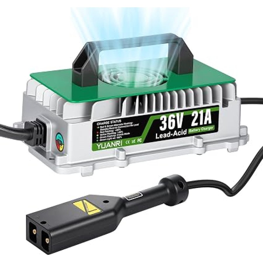 YUANRI 21A 36V Golf Cart Charger for EZGO TXT with D-Style Plug — image 1