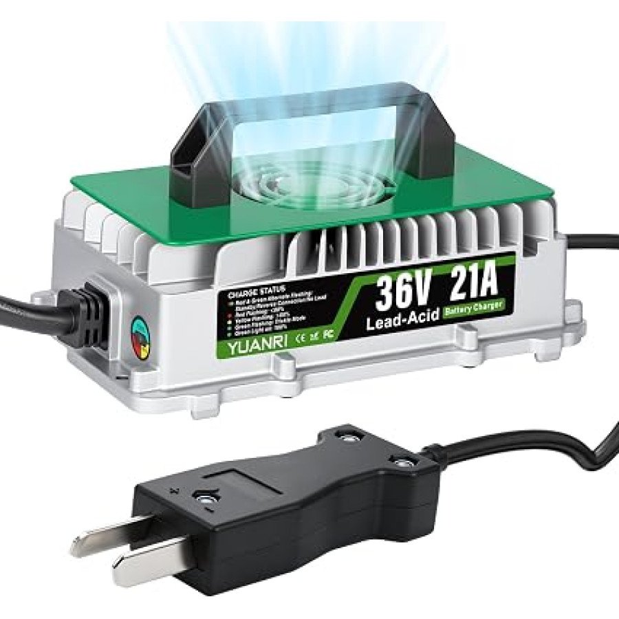 YUANRI 36V 21A Golf Cart Battery Charger with Crowfoot Plug — image 1