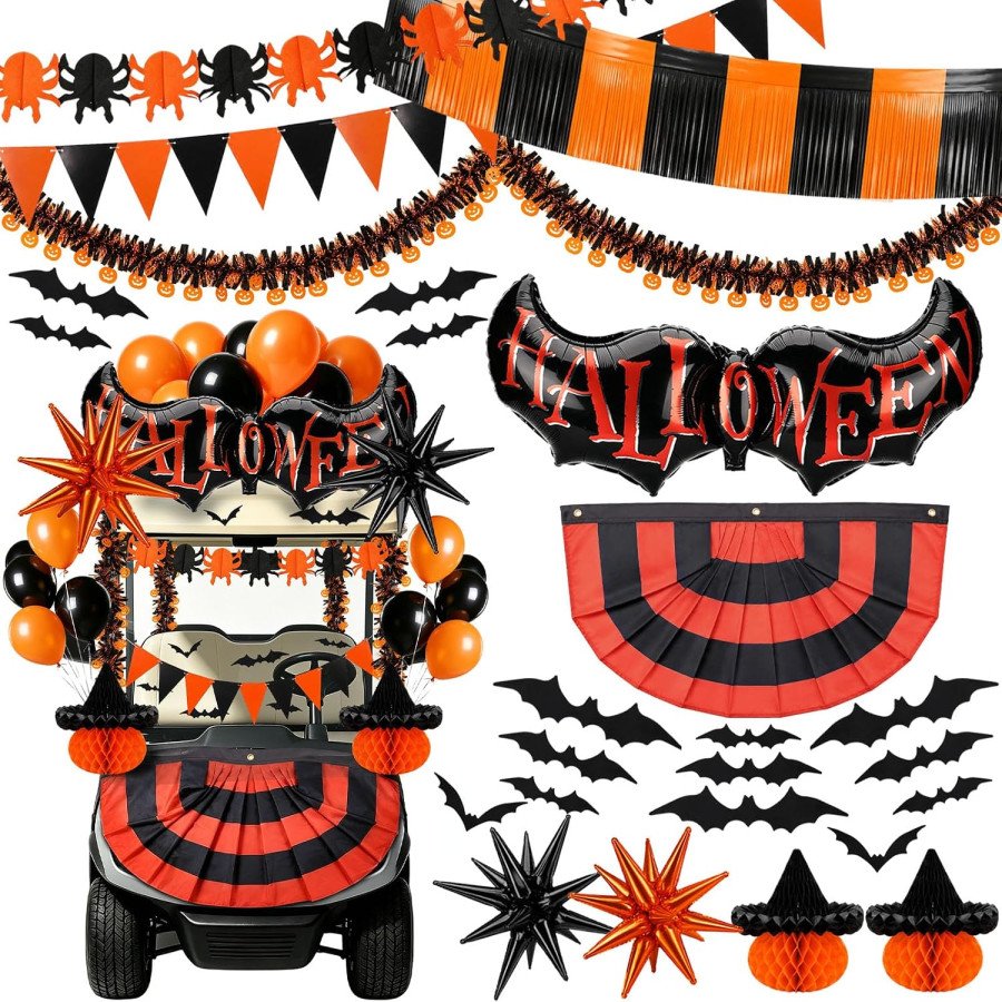 TOBWOLF 53-Piece Classic Black & Orange Golf Cart Decor Kit — image 1