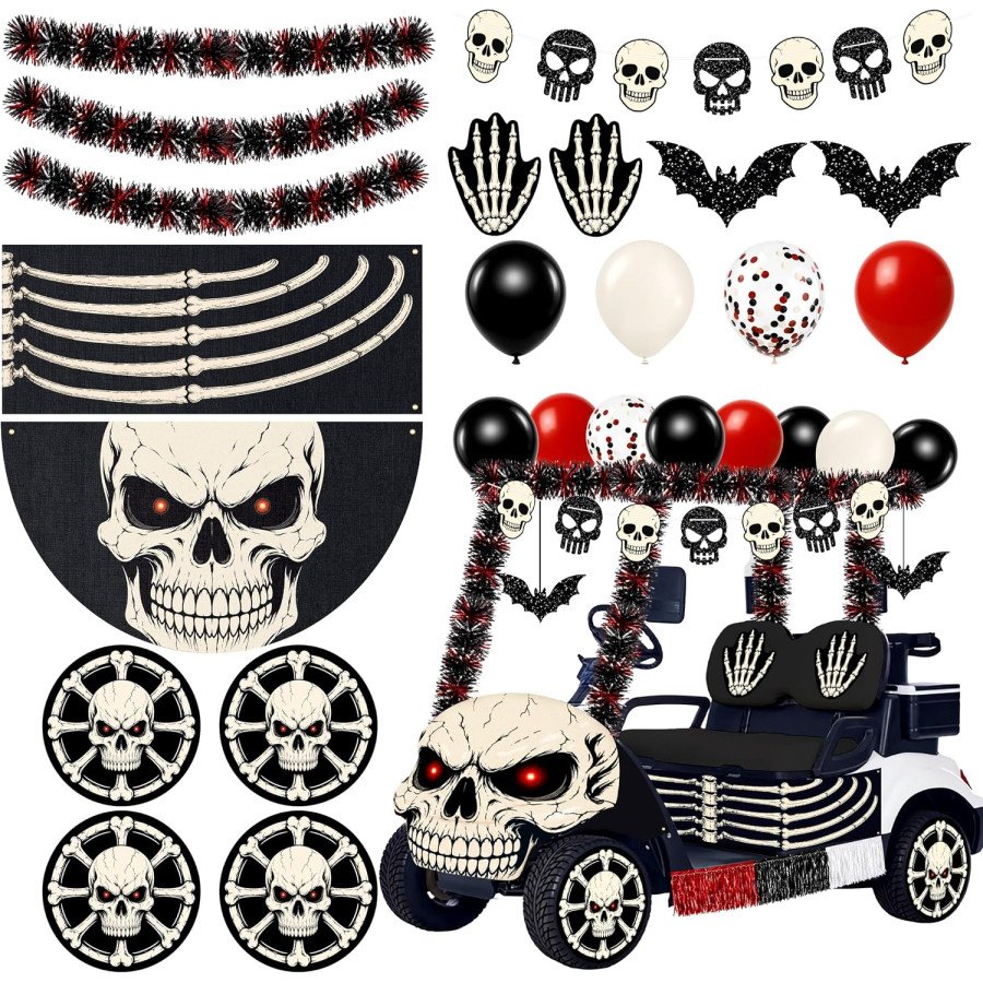 MoonBoat 23-Piece Skull & Skeleton Golf Cart Parade Decor Kit — image 1
