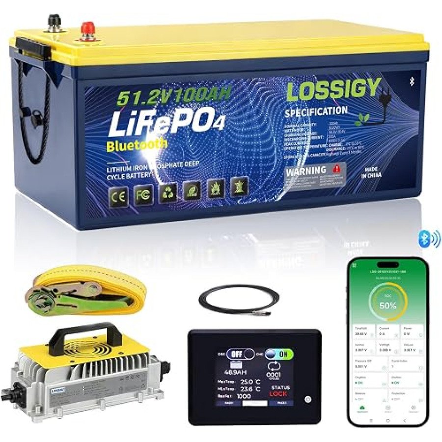 LOSSIGY 48V 100Ah Lithium Golf Cart Battery Kit — image 1